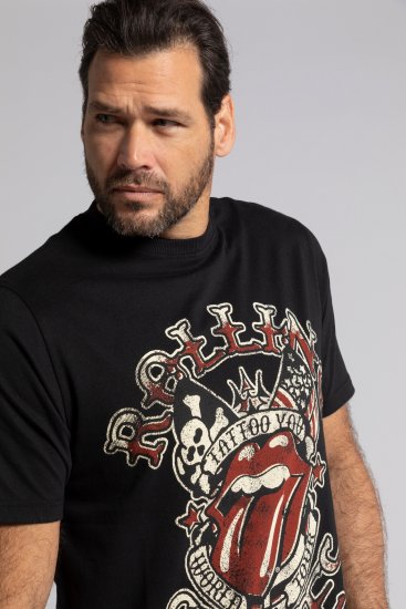 JP1880 Rolling Stones Graphic Comfort Fit Band T-Shirt Black - Pólók - Nagyméretű pólók - 2XL-14XL
