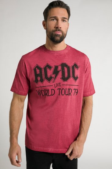 JP1880 AC/DC World Tour Graphic Comfort Fit Band T-Shirt Dark Red - Pólók - Nagyméretű pólók - 2XL-14XL