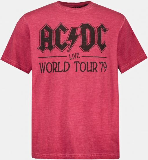 JP1880 AC/DC World Tour Graphic Comfort Fit Band T-Shirt Dark Red - Pólók - Nagyméretű pólók - 2XL-14XL