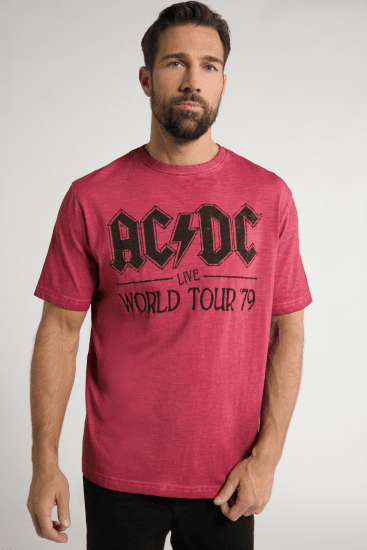 JP1880 AC/DC World Tour Graphic Comfort Fit Band T-Shirt Dark Red - Pólók - Nagyméretű pólók - 2XL-14XL