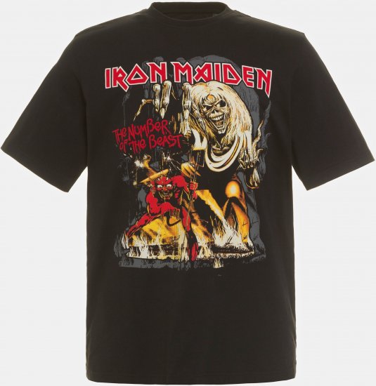 JP1880 Iron Maiden - Number of the Beast Graphic Comfort Fit Band T-Shirt Black - Pólók - Nagyméretű pólók - 2XL-14XL