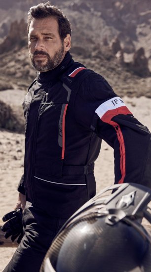 JP1880 Sporty Touring Motorcycle Jacket Black & Red - Plus size motoros ruházat - Plus size motoros ruházat férfiaknak