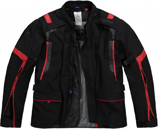 JP1880 Sporty Touring Motorcycle Jacket Black & Red - Plus size motoros ruházat - Plus size motoros ruházat férfiaknak