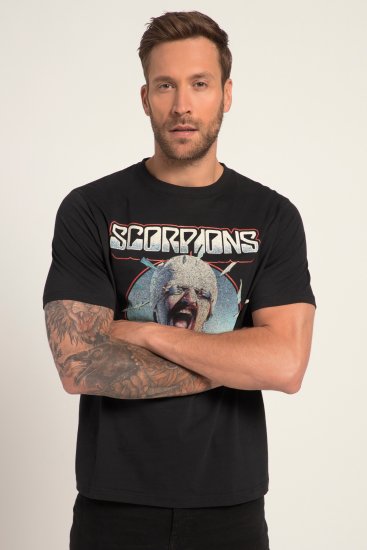 JP1880 Scorpions Blackout Graphic Comfort Fit Band T-Shirt Black - Pólók - Nagyméretű pólók - 2XL-14XL