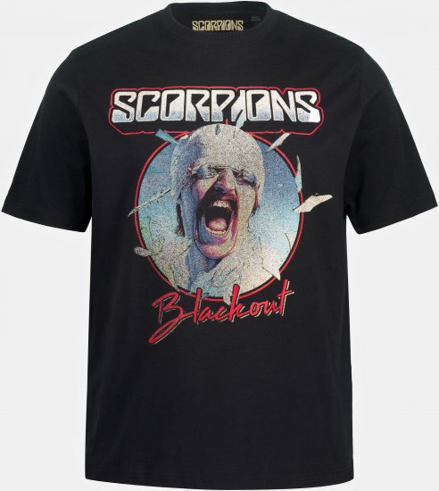 JP1880 Scorpions Blackout Graphic Comfort Fit Band T-Shirt Black - Pólók - Nagyméretű pólók - 2XL-14XL