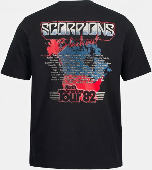 JP1880 Scorpions Blackout Graphic Comfort Fit Band T-Shirt Black - Pólók - Nagyméretű pólók - 2XL-14XL