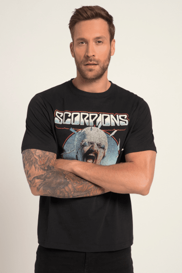 JP1880 Scorpions Blackout Graphic Comfort Fit Band T-Shirt Black - Pólók - Nagyméretű pólók - 2XL-14XL