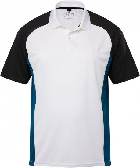 JP1880 FLEXNAMIC® QuickDry Tennis Polo Black-White-Blue - Sportruházat - Nagyméretű Sportruházat 2XL-10XL