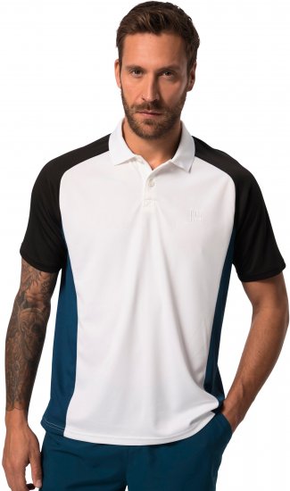 JP1880 FLEXNAMIC® QuickDry Tennis Polo Black-White-Blue - Sportruházat - Nagyméretű Sportruházat 2XL-10XL