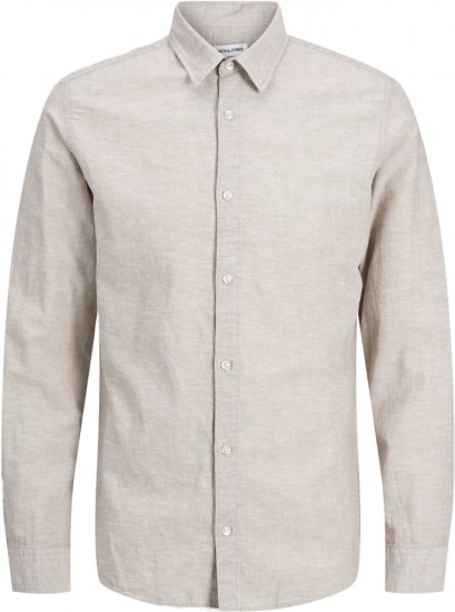 Jack & Jones Breeze Linen Blend Long Sleeve Shirt Crockery - Ingek - Ingek 2XL-10XL