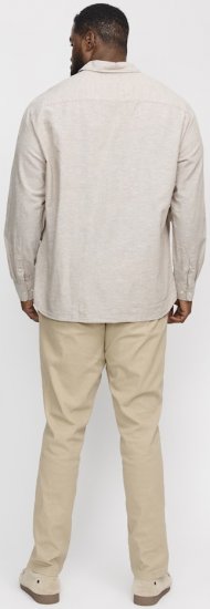 Jack & Jones Breeze Linen Blend Long Sleeve Shirt Crockery - Ingek - Ingek 2XL-10XL