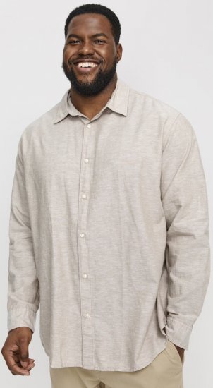 Jack & Jones Breeze Linen Blend Long Sleeve Shirt Crockery - Ingek - Ingek 2XL-10XL