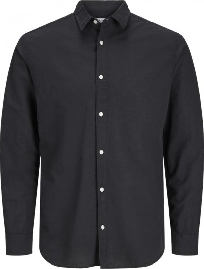 Jack & Jones Breeze Linen Blend Long Sleeve Shirt Black - Ingek - Ingek 2XL-10XL