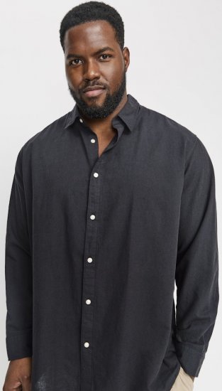 Jack & Jones Breeze Linen Blend Long Sleeve Shirt Black - Ingek - Ingek 2XL-10XL