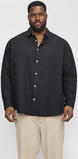 Jack & Jones Breeze Linen Blend Long Sleeve Shirt Black - Ingek - Ingek 2XL-10XL