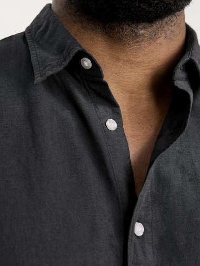 Jack & Jones Breeze Linen Blend Long Sleeve Shirt Black - Ingek - Ingek 2XL-10XL