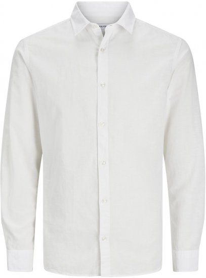 Jack & Jones Breeze Linen Blend Long Sleeve Shirt White - Ingek - Ingek 2XL-10XL