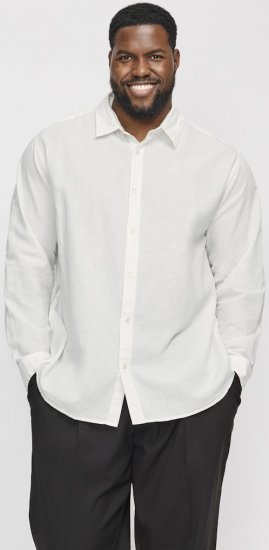 Jack & Jones Breeze Linen Blend Long Sleeve Shirt White - Ingek - Ingek 2XL-10XL