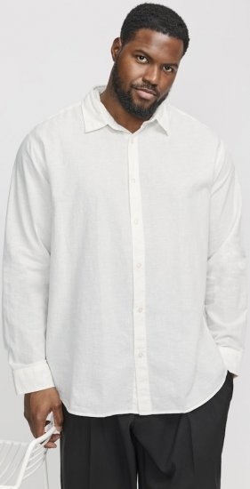 Jack & Jones Breeze Linen Blend Long Sleeve Shirt White - Ingek - Ingek 2XL-10XL