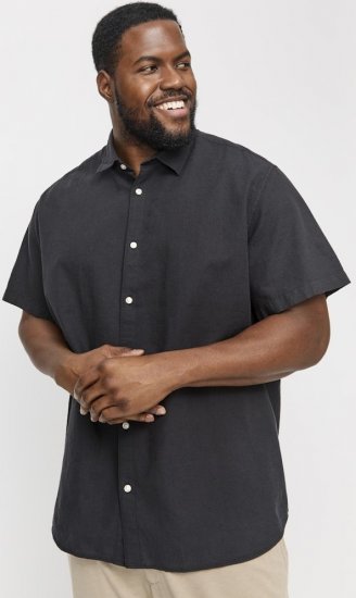 Jack & Jones Breeze Linen Blend Short Sleeve Shirt Black - Ingek - Ingek 2XL-10XL