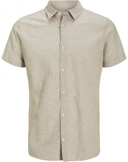 Jack & Jones Breeze Linen Blend Short Sleeve Shirt Beige - Ingek - Ingek 2XL-10XL