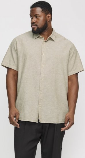 Jack & Jones Breeze Linen Blend Short Sleeve Shirt Beige - Ingek - Ingek 2XL-10XL