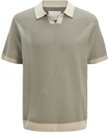 Jack & Jones Ceaston Knit Short Sleeve Sweater Vetiver - Pulóverek & kapucnis pulóverek - Pulóverek & Kapucnis pulóver 2XL-12XL