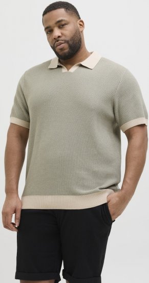 Jack & Jones Ceaston Knit Short Sleeve Sweater Vetiver - Pulóverek & kapucnis pulóverek - Pulóverek & Kapucnis pulóver 2XL-12XL