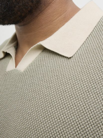 Jack & Jones Ceaston Knit Short Sleeve Sweater Vetiver - Pulóverek & kapucnis pulóverek - Pulóverek & Kapucnis pulóver 2XL-12XL