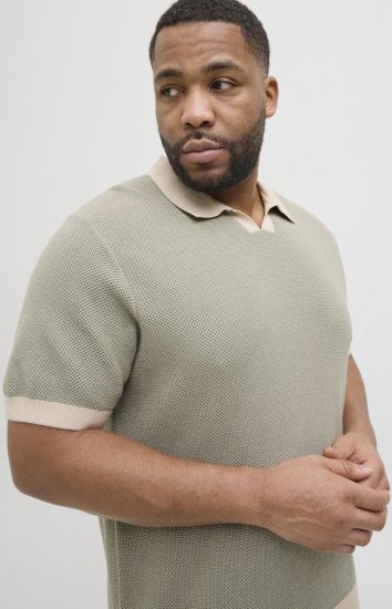 Jack & Jones Ceaston Knit Short Sleeve Sweater Vetiver - Pulóverek & kapucnis pulóverek - Pulóverek & Kapucnis pulóver 2XL-12XL
