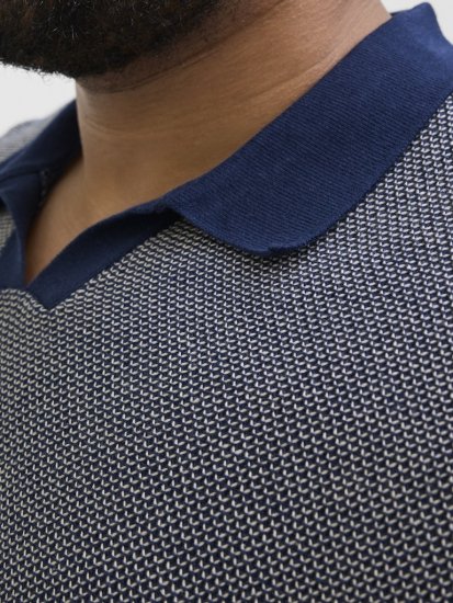 Jack & Jones Ceaston Knit Short Sleeve Sweater Grey/Blue - Pulóverek & kapucnis pulóverek - Pulóverek & Kapucnis pulóver 2XL-12XL