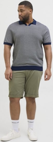 Jack & Jones Ceaston Knit Short Sleeve Sweater Grey/Blue - Pulóverek & kapucnis pulóverek - Pulóverek & Kapucnis pulóver 2XL-12XL