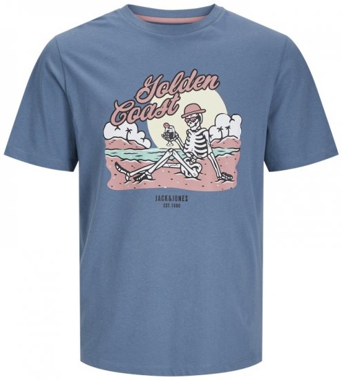 Jack & Jones Elijah Crew Neck T-Shirt Blue - Pólók - Nagyméretű pólók - 2XL-14XL