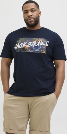 Jack & Jones Hawaii Shape Crew Neck T-Shirt Navy - Pólók - Nagyméretű pólók - 2XL-14XL