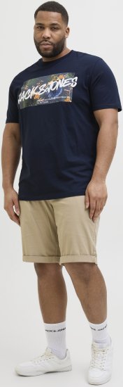 Jack & Jones Hawaii Shape Crew Neck T-Shirt Navy - Pólók - Nagyméretű pólók - 2XL-14XL