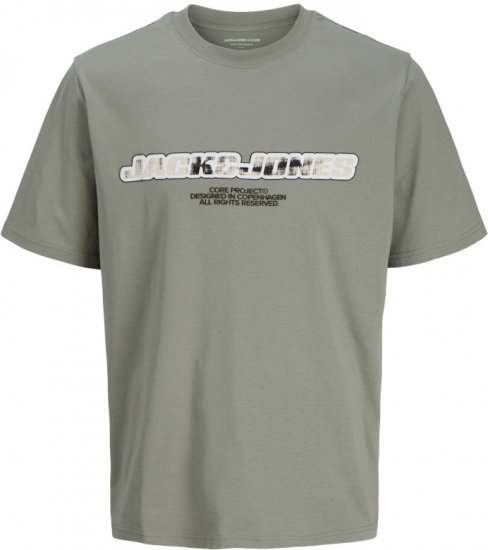 Jack & Jones Lido Core Front Print T-Shirt Shadow Grey - Pólók - Nagyméretű pólók - 2XL-14XL