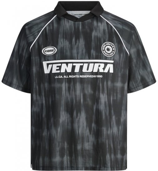 Jack & Jones Retreat Ventura Mesh Polo Polo Shirt Black - Pólóingek - Galléros Pólók 2XL-8XL - Pólóingek 2XL-8XL