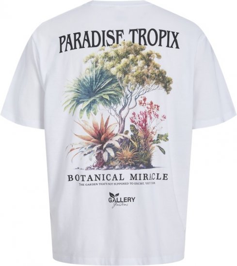 Jack & Jones Botaniq Crew Neck T-Shirt Bright White - Pólók - Nagyméretű pólók - 2XL-14XL