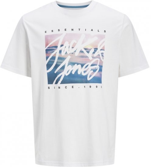 Jack & Jones Colton Photoprint Crew Neck T-Shirt White - Pólók - Nagyméretű pólók - 2XL-14XL