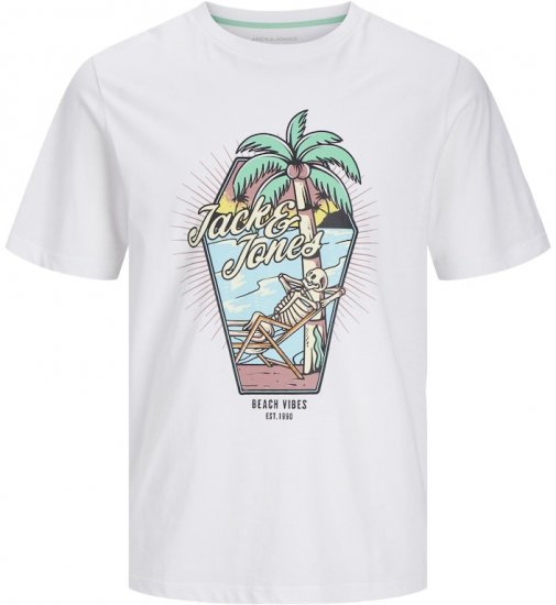 Jack & Jones Elijah Crew Neck T-Shirt White - Pólók - Nagyméretű pólók - 2XL-14XL