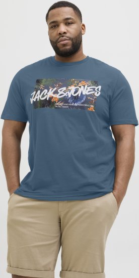 Jack & Jones Hawaii Shape Crew Neck T-Shirt Blue - Pólók - Nagyméretű pólók - 2XL-14XL