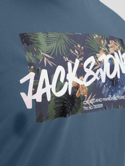 Jack & Jones Hawaii Shape Crew Neck T-Shirt Blue - Pólók - Nagyméretű pólók - 2XL-14XL