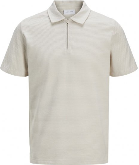 Jack & Jones Benja Short Sleeve Zip Polo Grey - Pólóingek - Galléros Pólók 2XL-8XL - Pólóingek 2XL-8XL