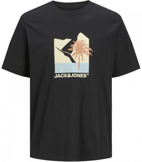 Jack & Jones Barbados Graphic Crew Neck T-Shirt Black - Pólók - Nagyméretű pólók - 2XL-14XL
