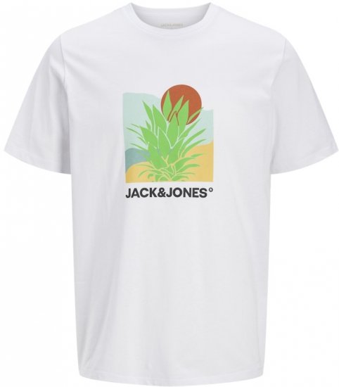 Jack & Jones Barbados Graphic Crew Neck T-Shirt White - Pólók - Nagyméretű pólók - 2XL-14XL