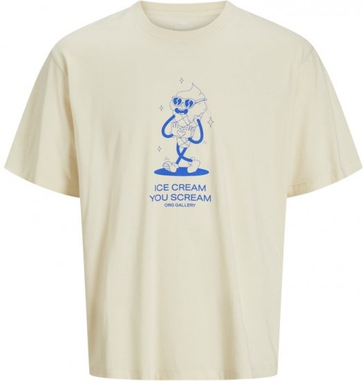 Jack & Jones Unexpect Crew Neck T-Shirt Antique White - Pólók - Nagyméretű pólók - 2XL-14XL