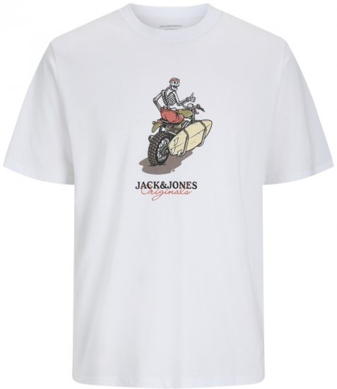 Jack & Jones Skull Coast Crew Neck T-Shirt Bright White - Pólók - Nagyméretű pólók - 2XL-14XL