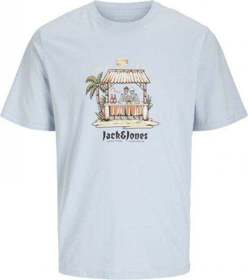 Jack & Jones Skull Coast Crew Neck T-Shirt Light Blue - Pólók - Nagyméretű pólók - 2XL-14XL