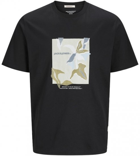 Jack & Jones Almeria Front Print Crew Neck T-Shirt Black - Pólók - Nagyméretű pólók - 2XL-14XL