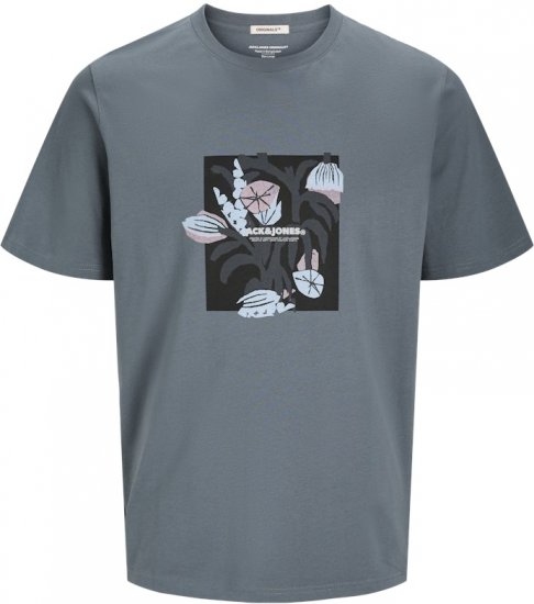 Jack & Jones Almeria Front Print Crew Neck T-Shirt Grey - Pólók - Nagyméretű pólók - 2XL-14XL
